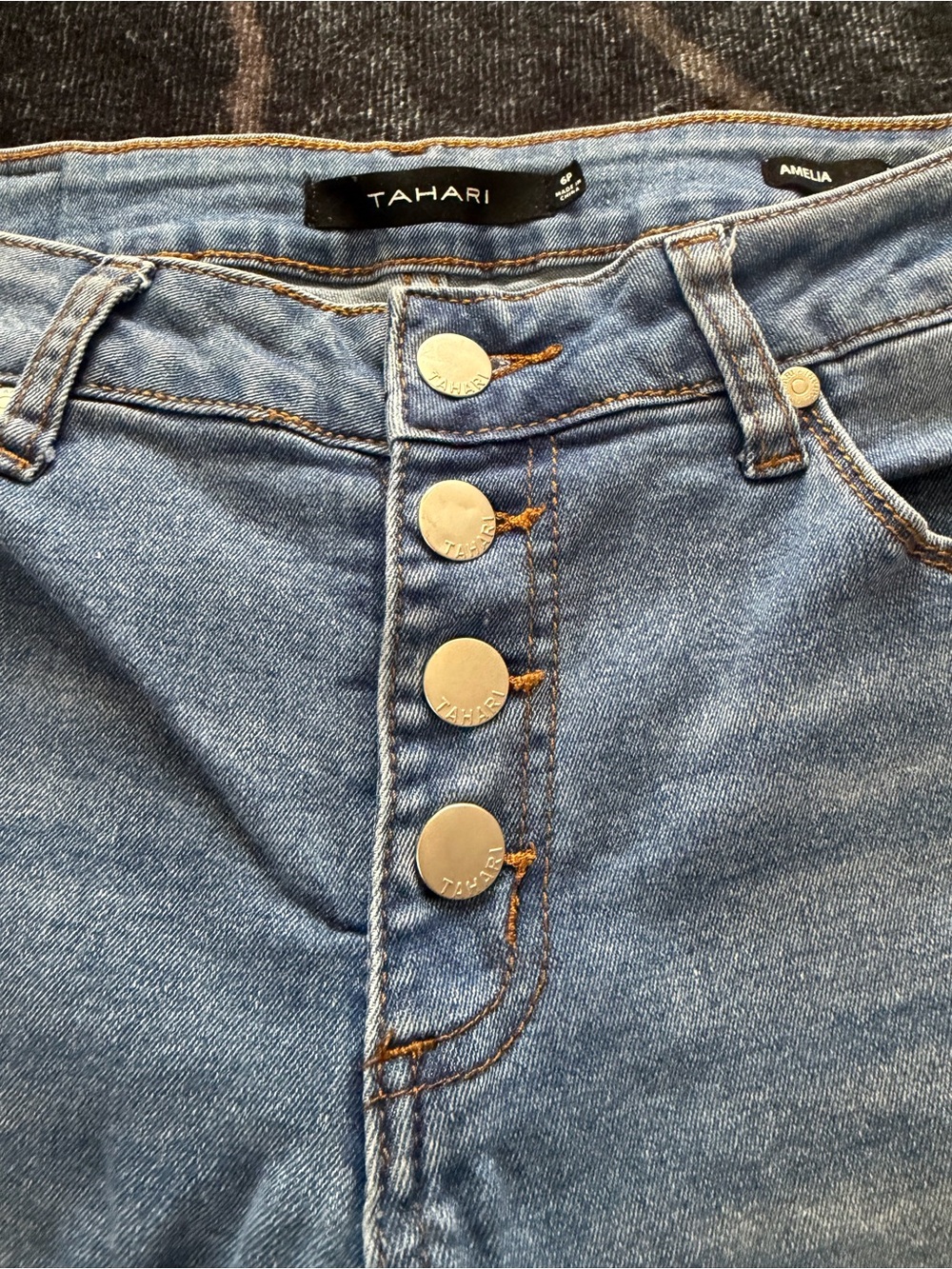 Tahari Light Blue High-Rise Skinny Jeans with Button-Fly - Picture 2 of 10
